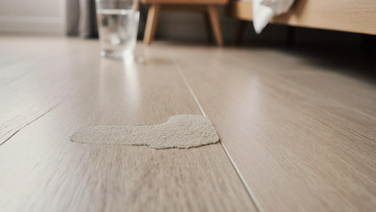 Moderní vinylová podlaha s filcovou podložkou, ukazující měkký došlap.