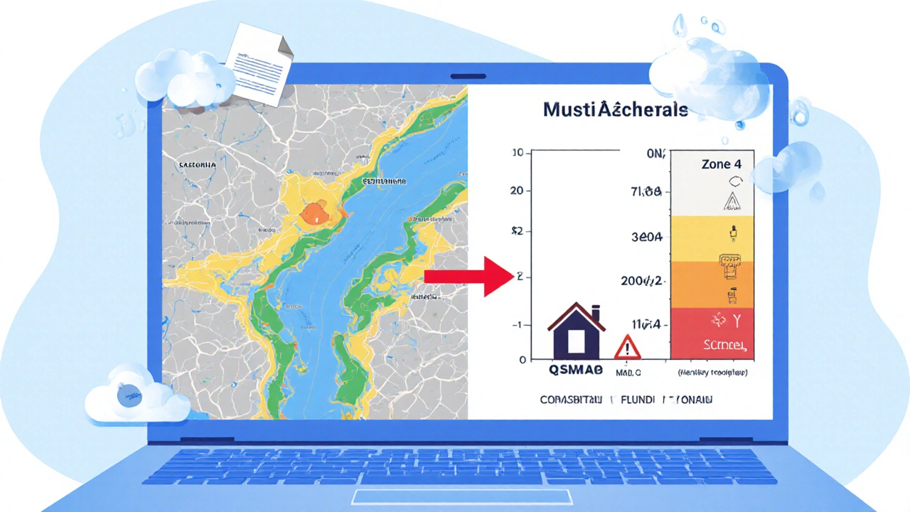 Srovnání dvou typů povodňových map: detailní státní a zjednodušená ČAP, s varovným šipkou mezi nimi.