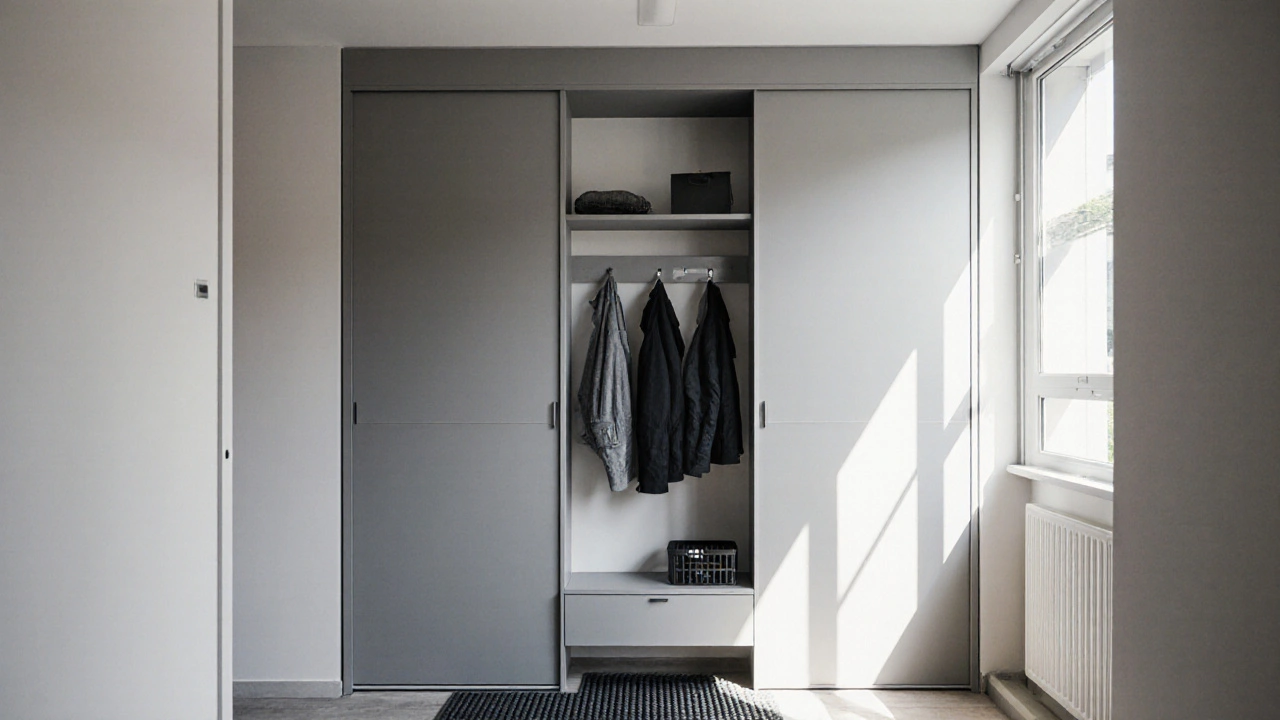 Vstupní zóna v malém bytě: skládací a závěsné řešení pro úsporu místa