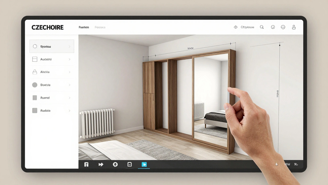 3D konfigurátor přizpůsobující nábytek nepravidelnému půdorysu bytu s laserovým skenováním.