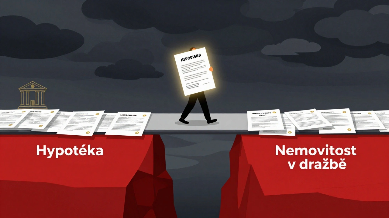 Most z finančních dokumentů přes propast mezi předhypotečním úvěrem a hypotékou.