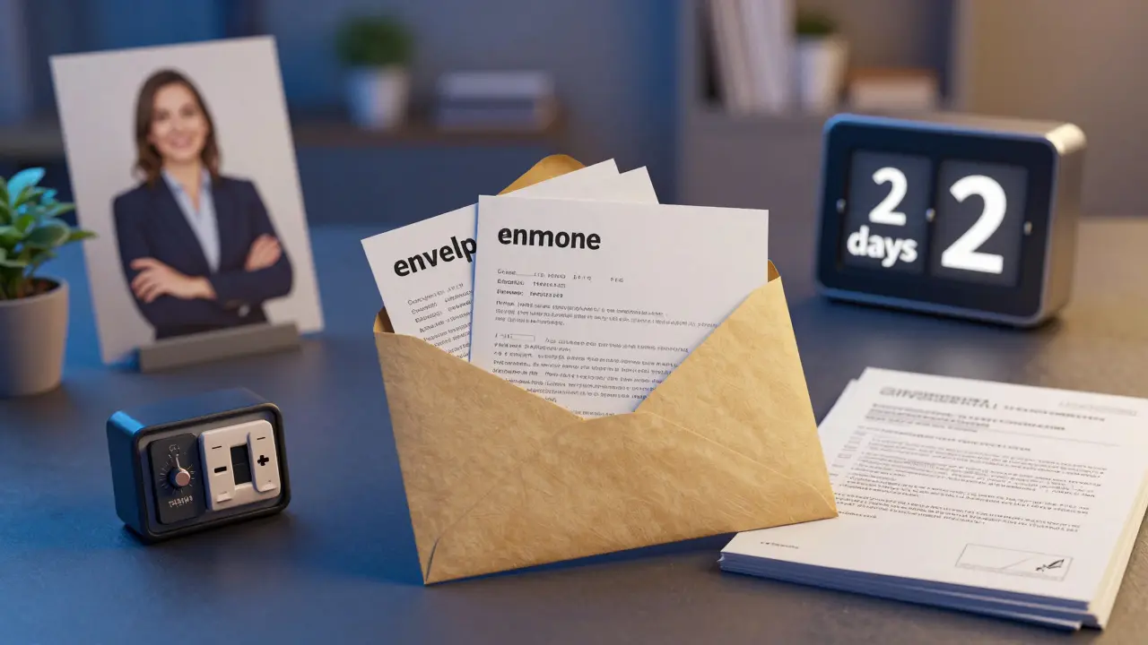 Zavřená obálka s nabídkami a časovačem pro rychlý prodej nemovitosti v Česku.