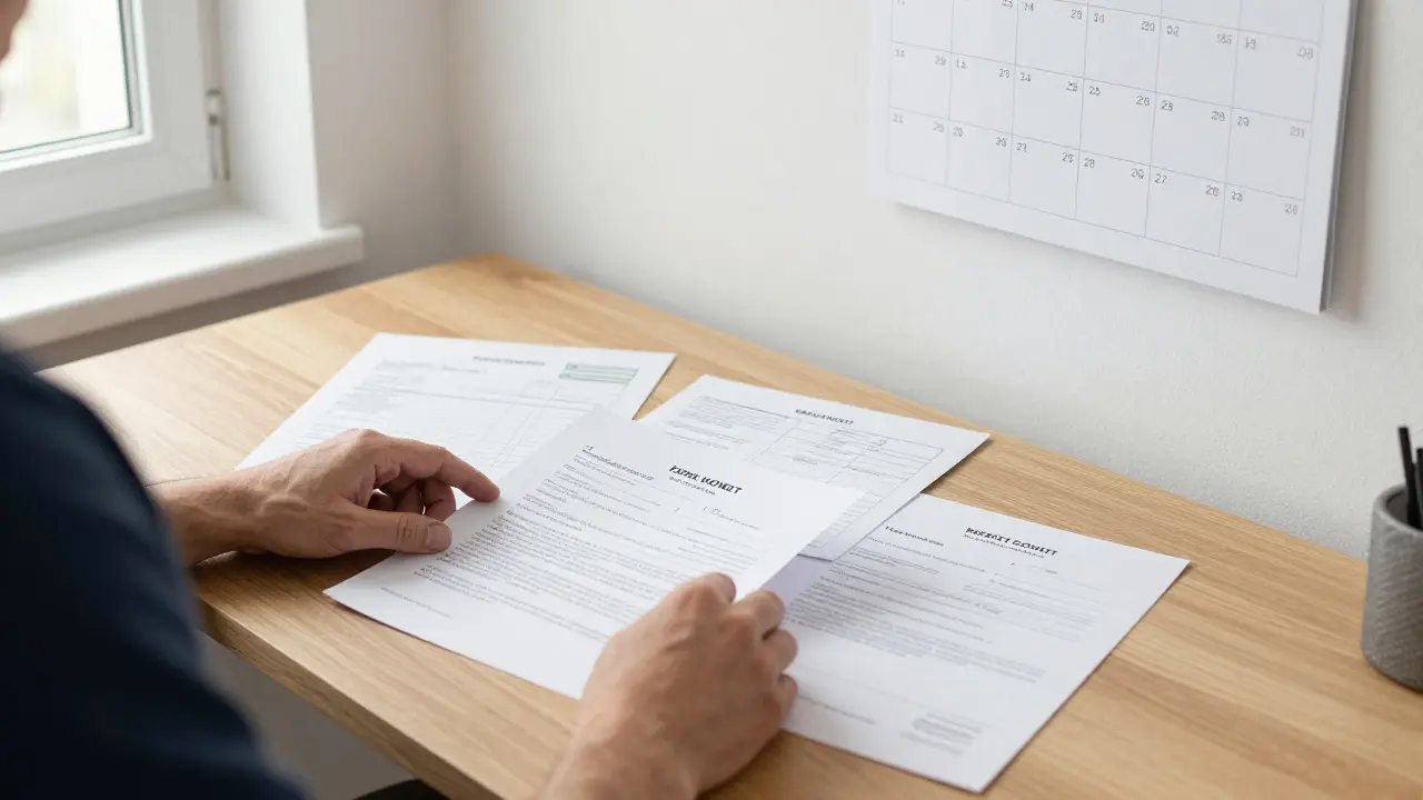 Domácnost organizuje finanční doklady na stole s důrazem na termíny podání E4P a využití prostředků.