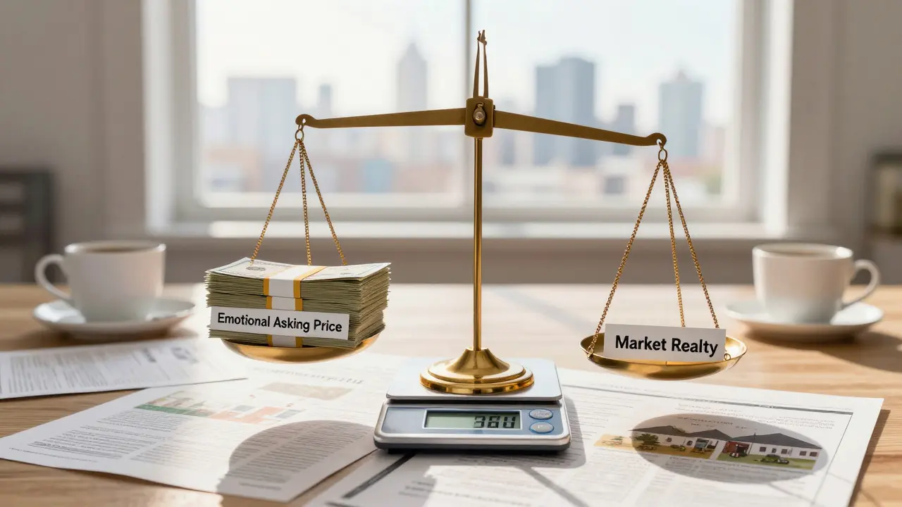 Váha mezi emocionální cenou a reálnou tržní hodnotou bytu.