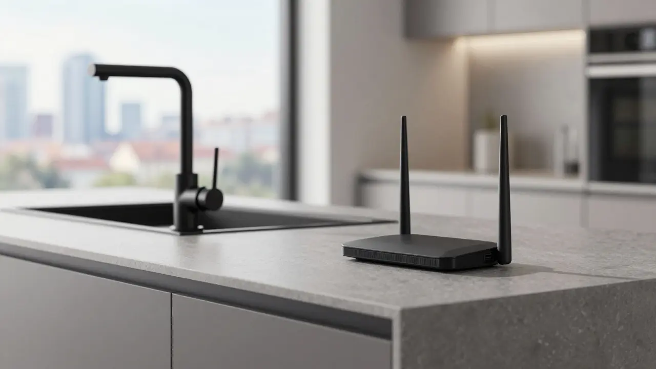 Detail moderní kuchyně v investičním bytě pro mladé profesionály