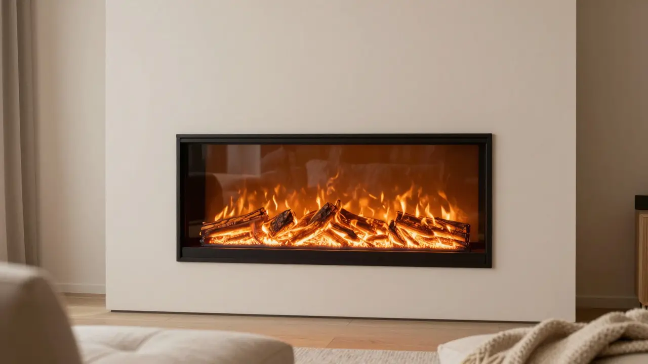 Elektrický krb v obývacím pokoji: atmosféra bez komínu a sazí