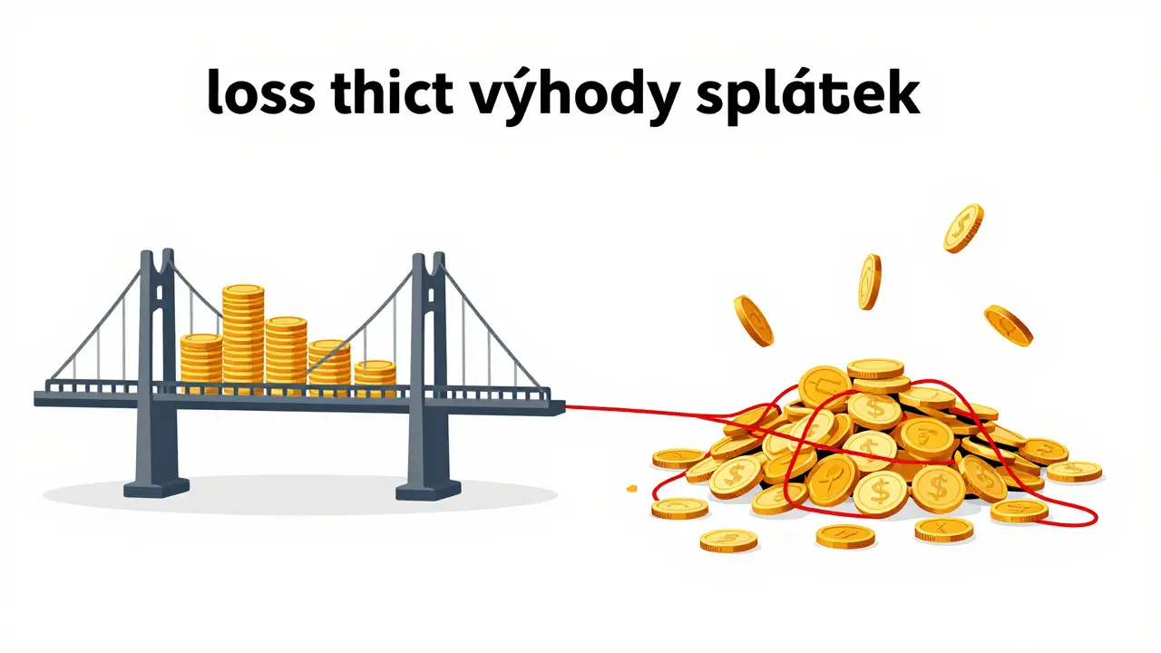Ilustrace porovnává bezpečný kalendář splátek s chaosem neplacení dluhu.