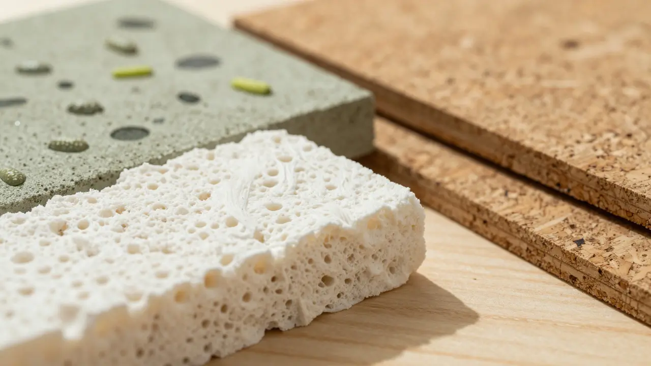 Udržitelné stavební materiály: myceliová izolace, biobeton a korková podlaha