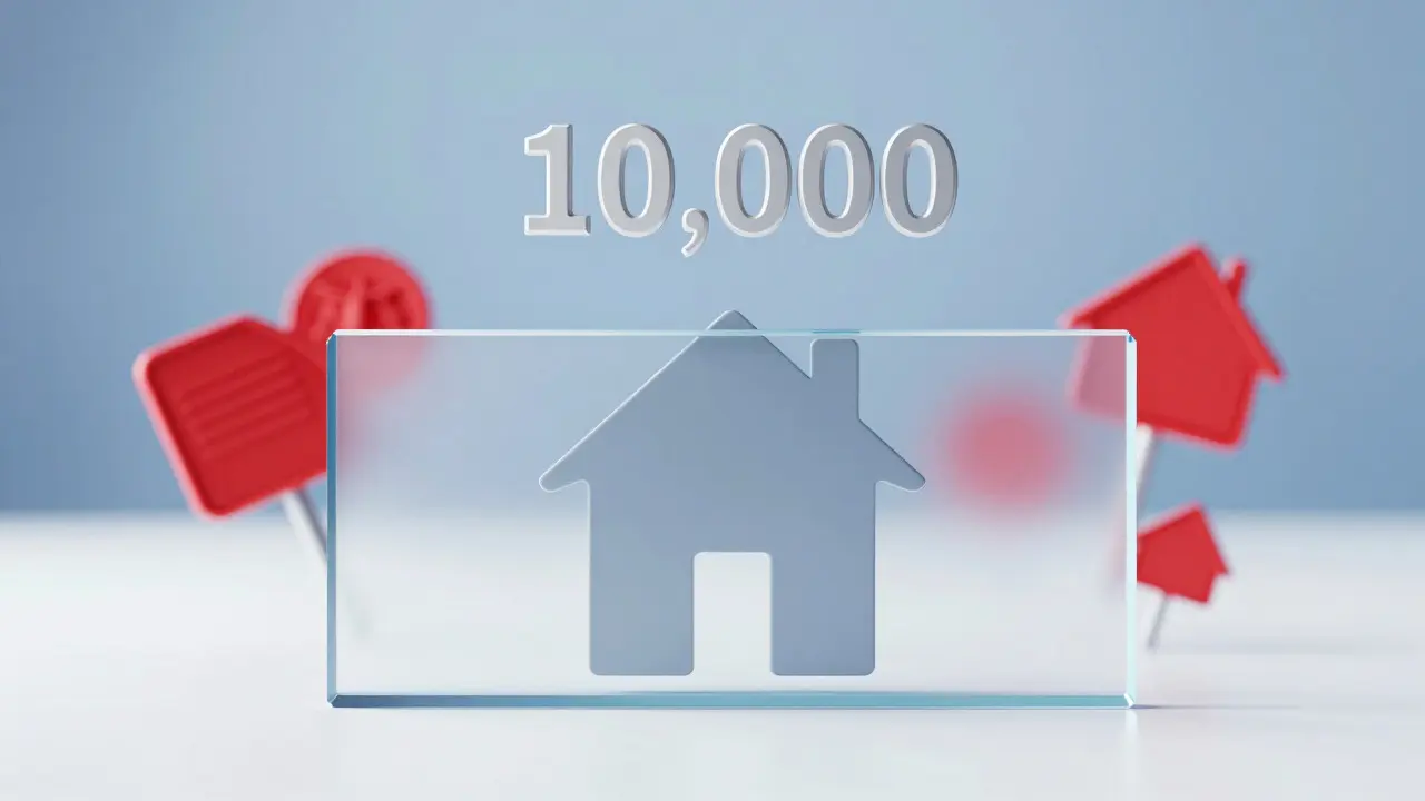 Koncept pojistného limitu 10 000 Kč chránícího dům před náklady
