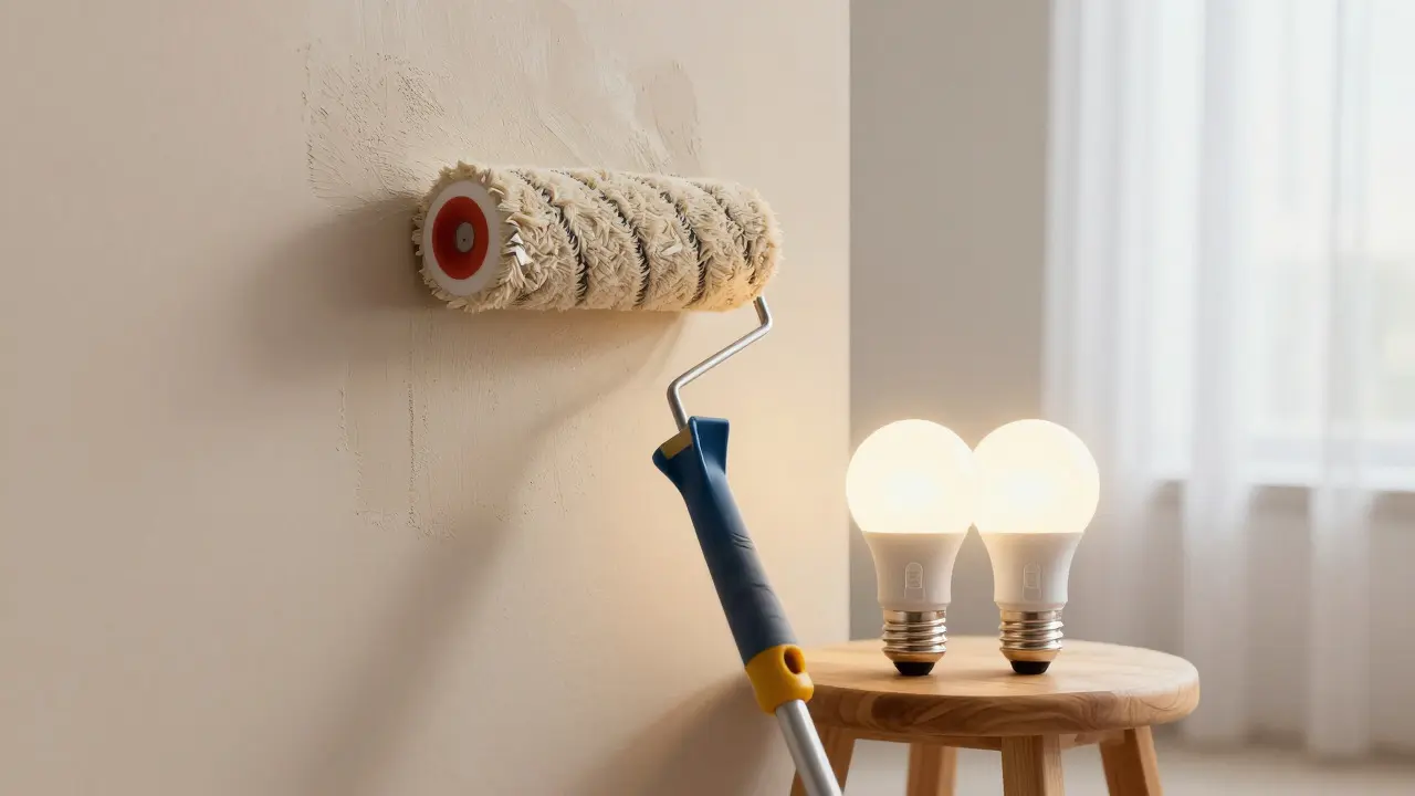 Malování stěn na světlou barvu a výměna žárovek za LED pro lepší světlo