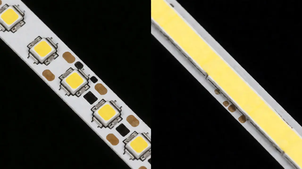 Porovnání SMD a COB LED pásků zblízka
